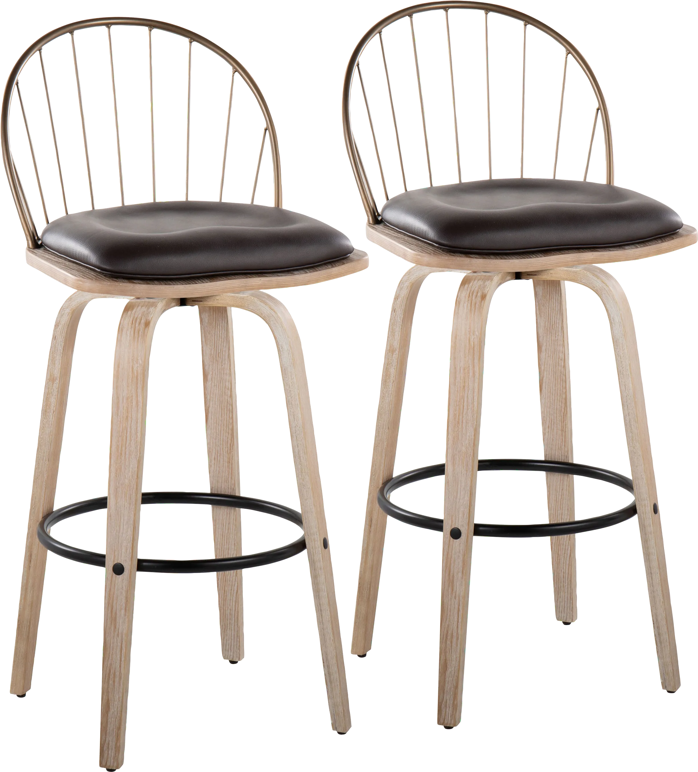 Charlias IX Brown Barstool, Set of 2 - Thumbnail - Image 1
