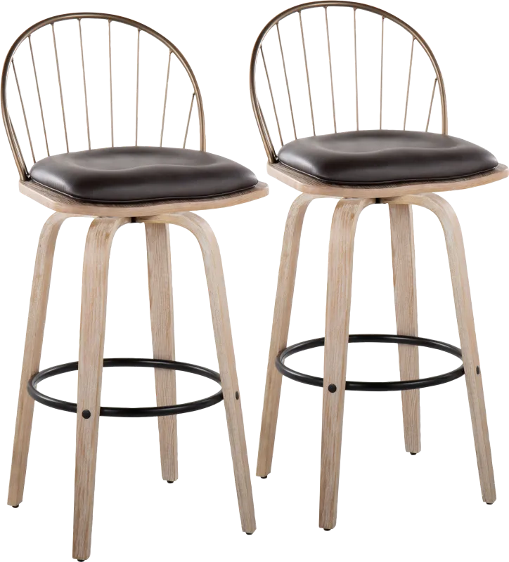 Charlias IX Brown Barstool, Set of 2