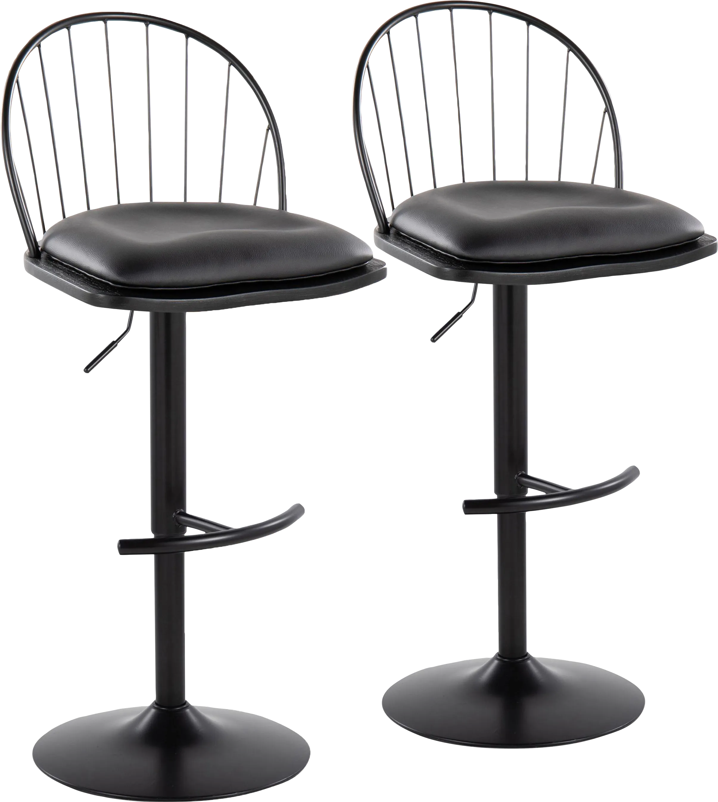 Charlias XI Black Adjustable Barstool, Set of 2