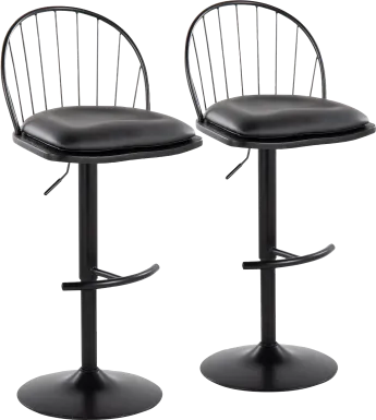 Charlias XI Black Adjustable Barstool, Set of 2