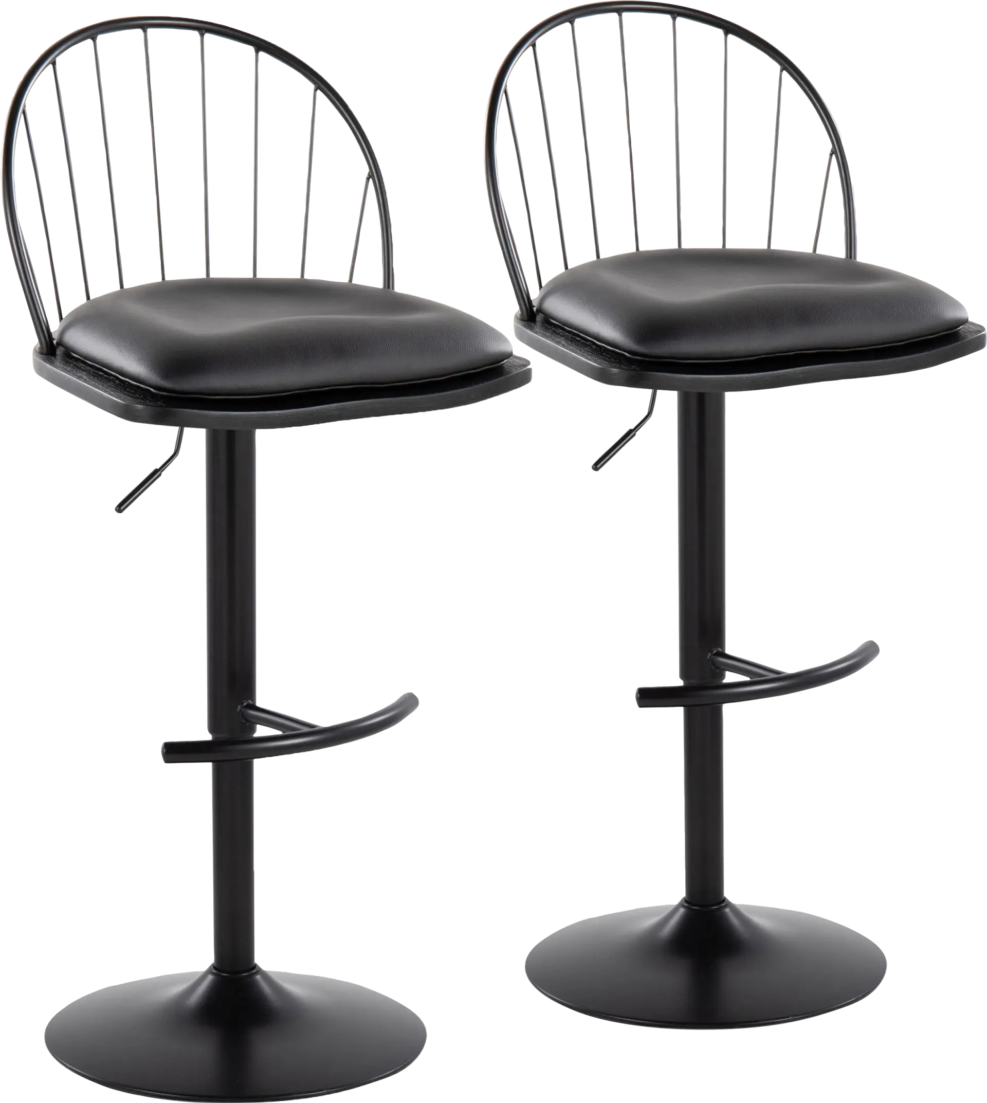 Charlias XI Black Adjustable Barstool, Set of 2