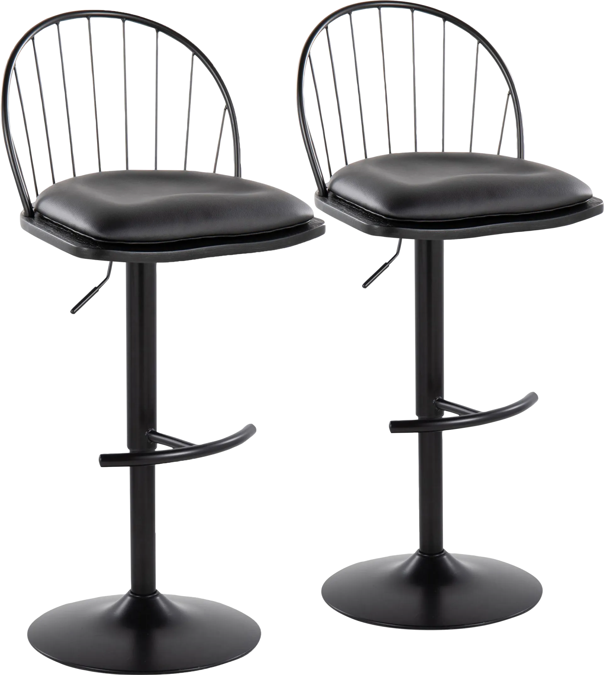 Charlias XI Black Adjustable Barstool, Set of 2 - Image 1