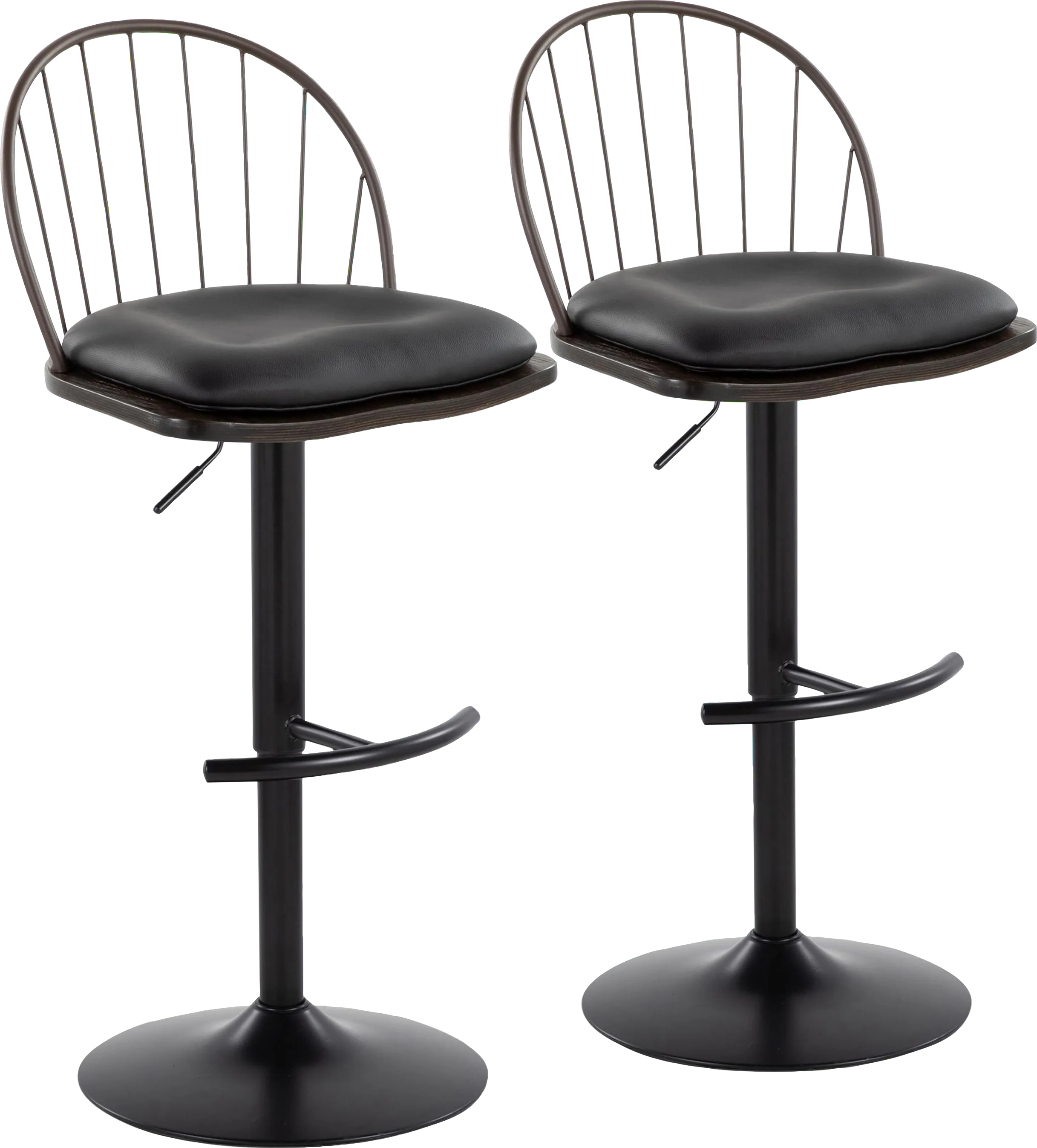 Charlias XII Black Adjustable Barstool, Set of 2 - Thumbnail - Image 1