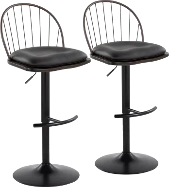 Charlias XII Black Adjustable Barstool, Set of 2