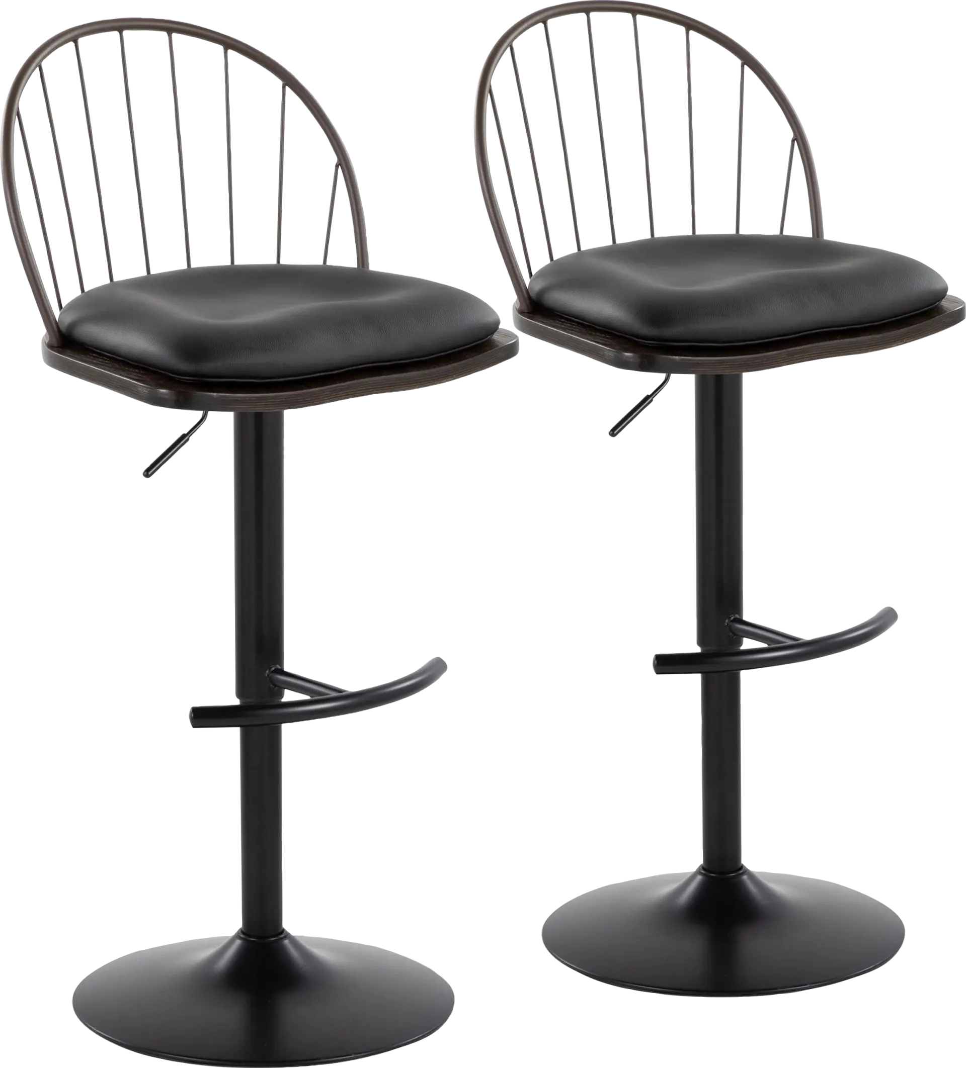 Charlias XII Black Adjustable Barstool, Set of 2