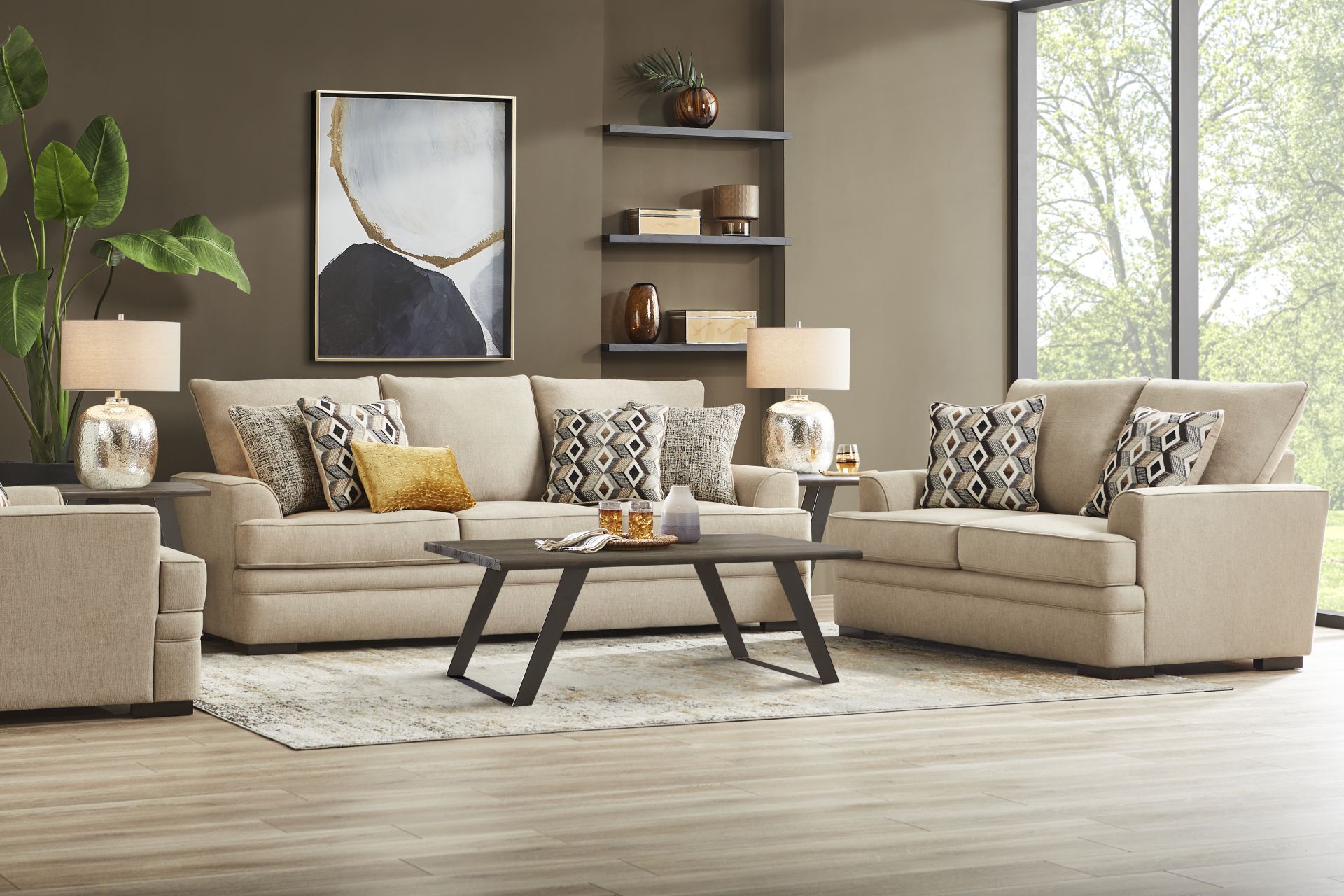 Surrey Hills Beige 7 Pc Living Room with Sleeper Sofa - Image 1