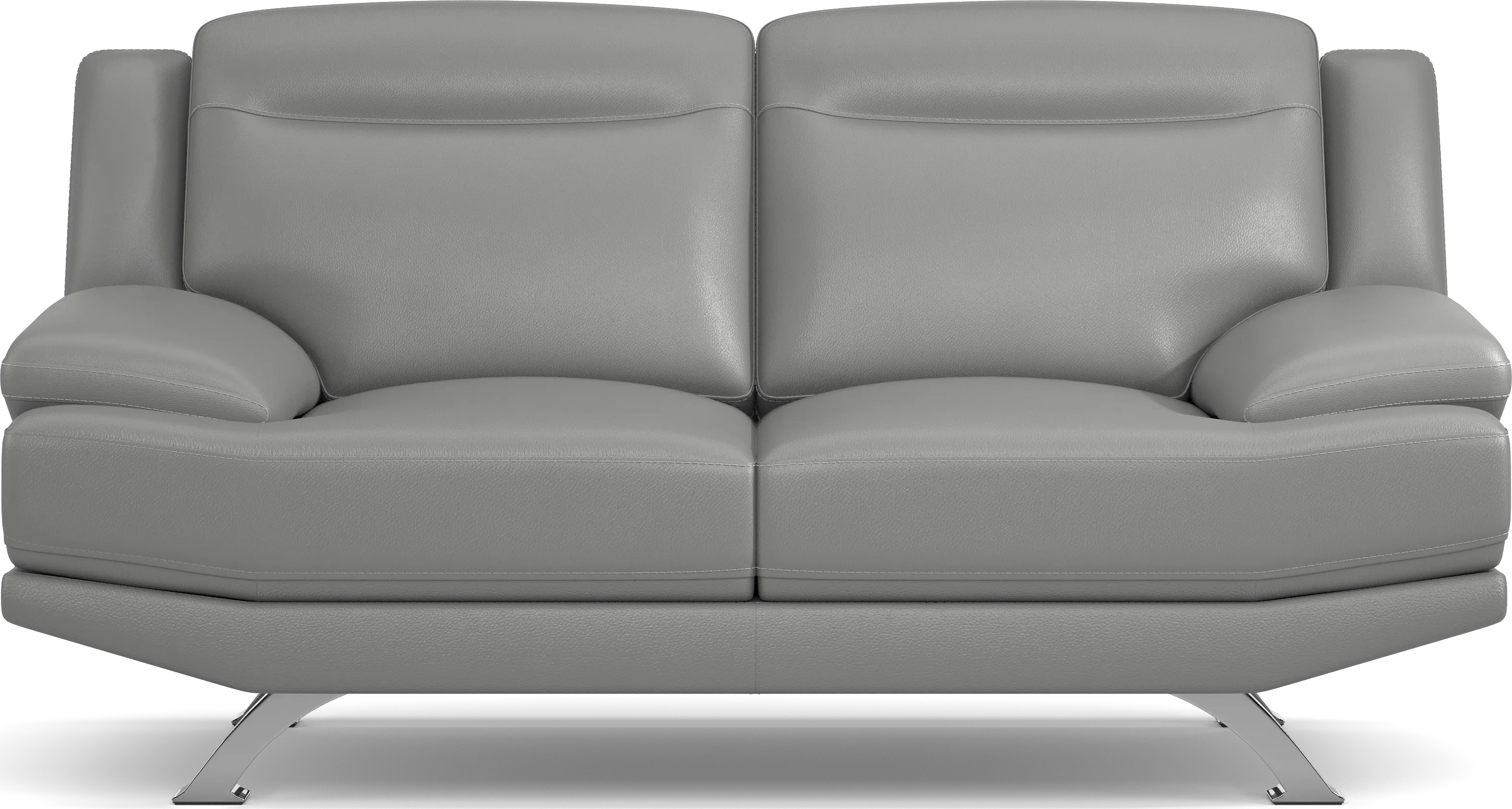 Zamora Gray Leather Loveseat - Thumbnail - Image 1
