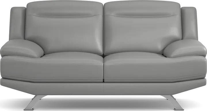 Zamora Gray Leather Loveseat