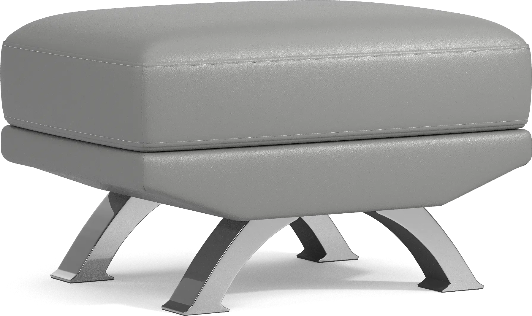 Zamora Gray Leather Ottoman