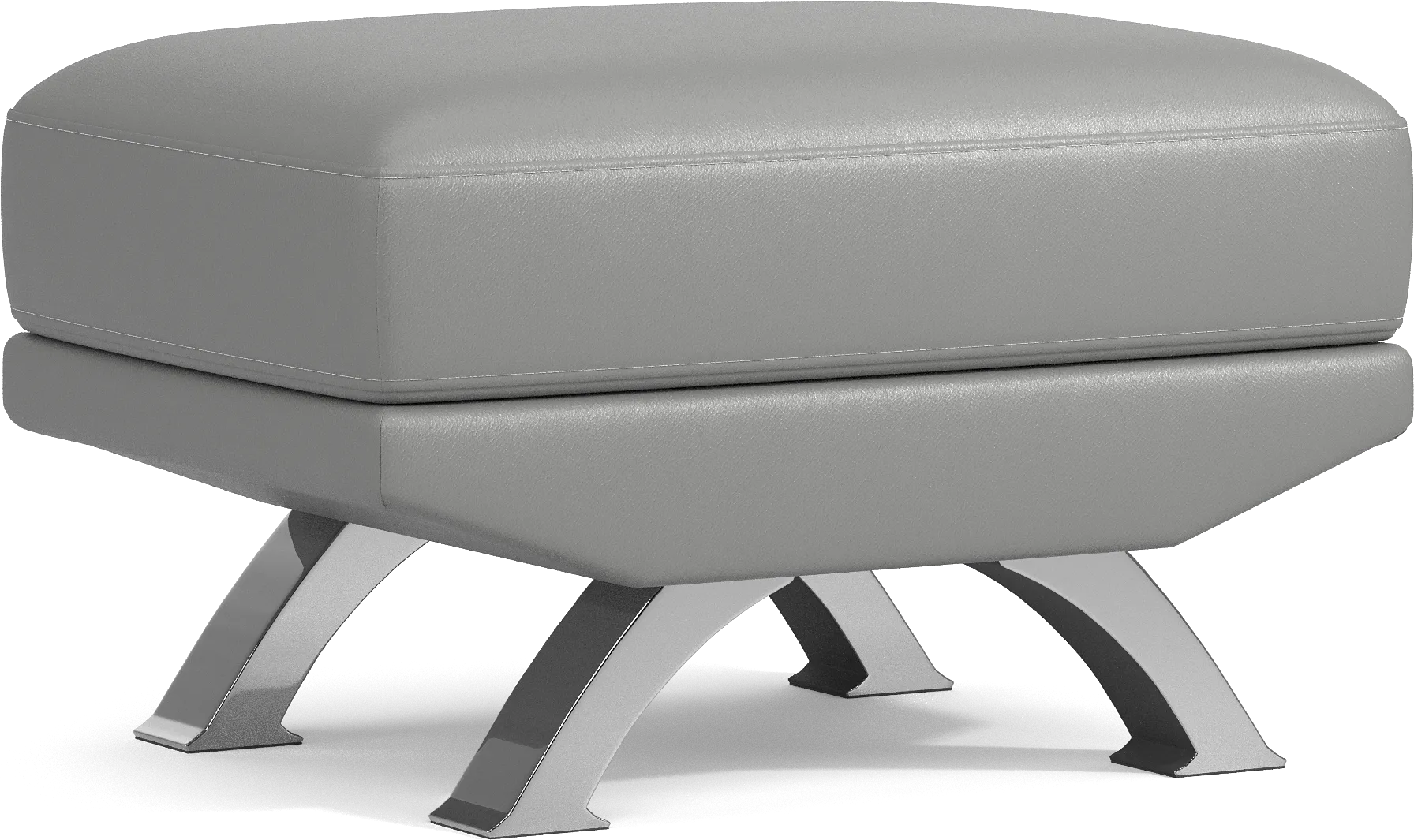 Zamora Gray Leather Ottoman - Image 1