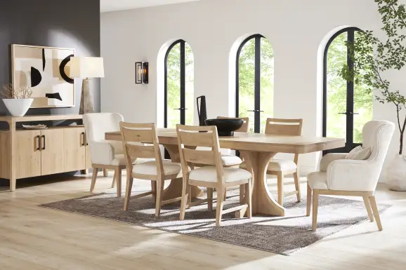 Callen Way Beige 5 Pc Trestle Dining Room with Side Chairs