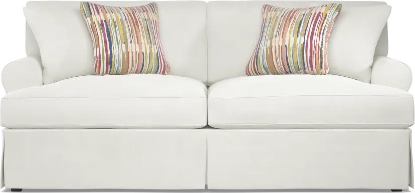 Beachside Walk White Denim Slipcover Sofa