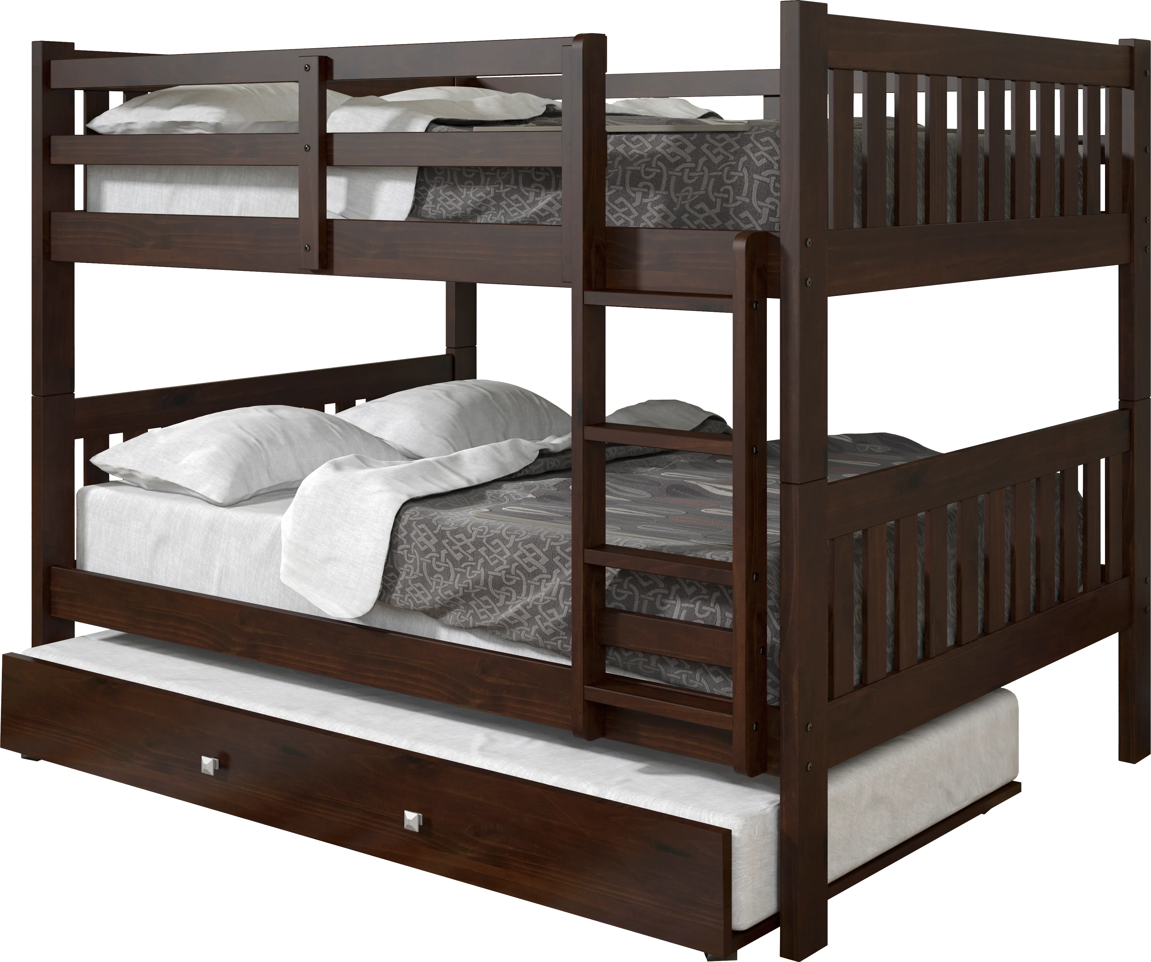 Kids Aleyna II Dark Brown Full/Full Bunk Bed with Trundle - Thumbnail - Image 1