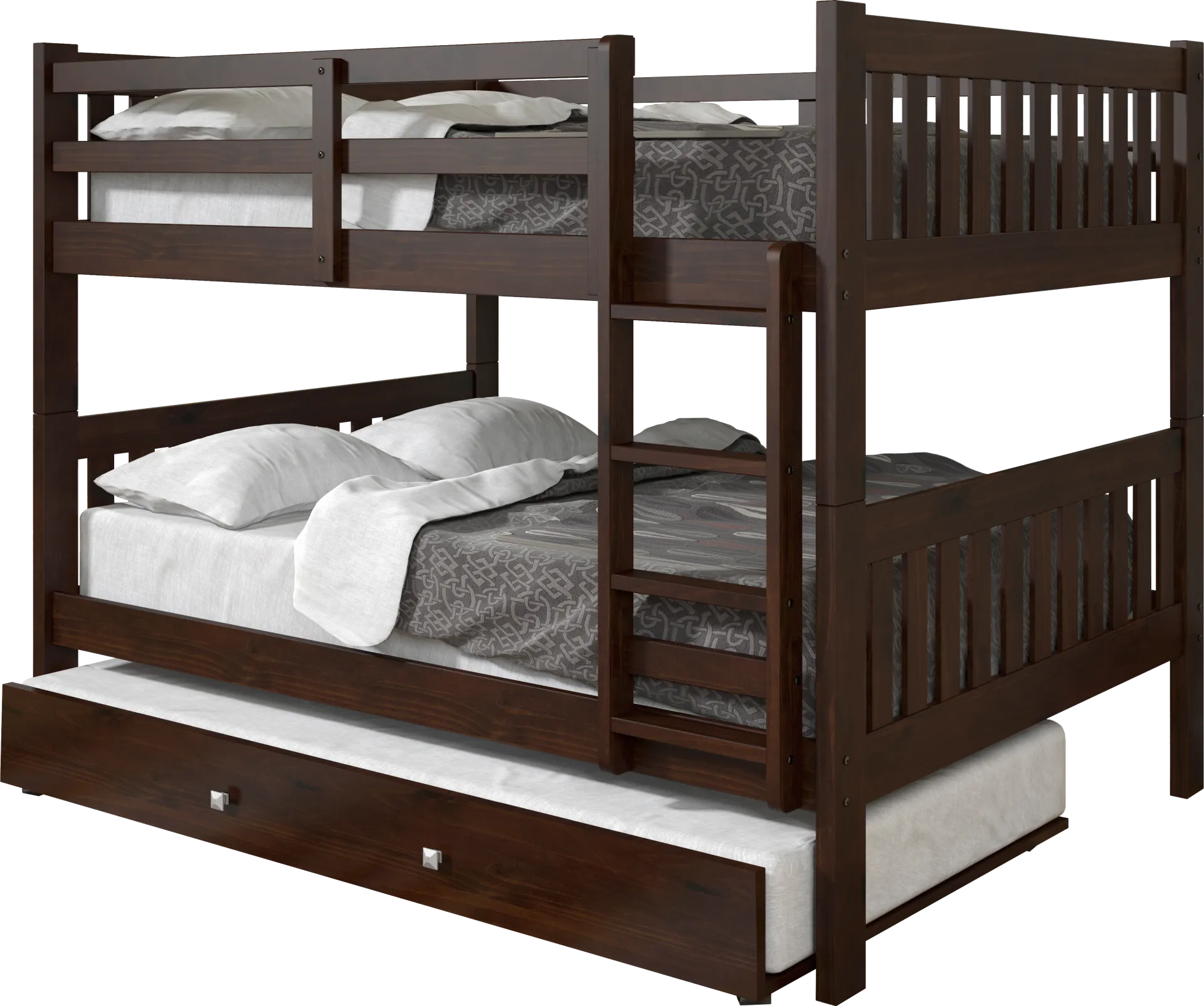 Kids Aleyna II Dark Brown Full/Full Bunk Bed with Trundle - Image 1