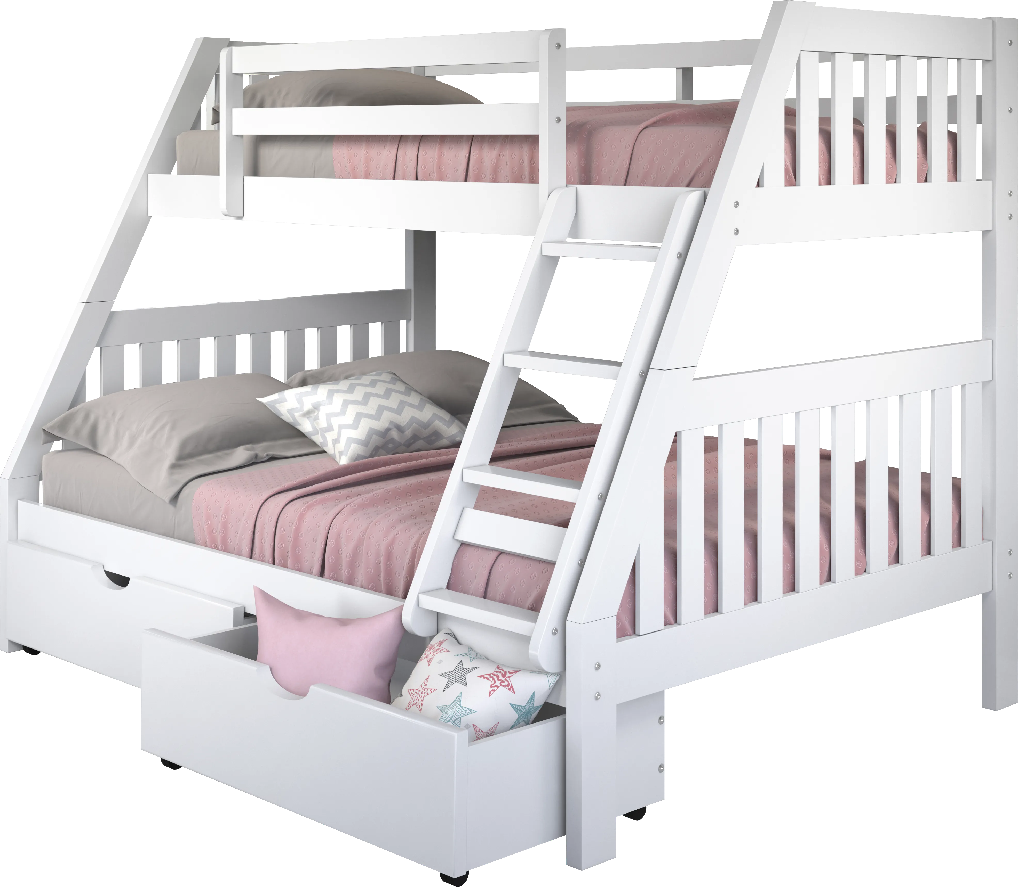 Kids Matej III White Twin/Full Bunk Bed with Drawers - Thumbnail - Image 1