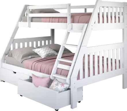 Kids Matej III White Twin/Full Bunk Bed with Drawers