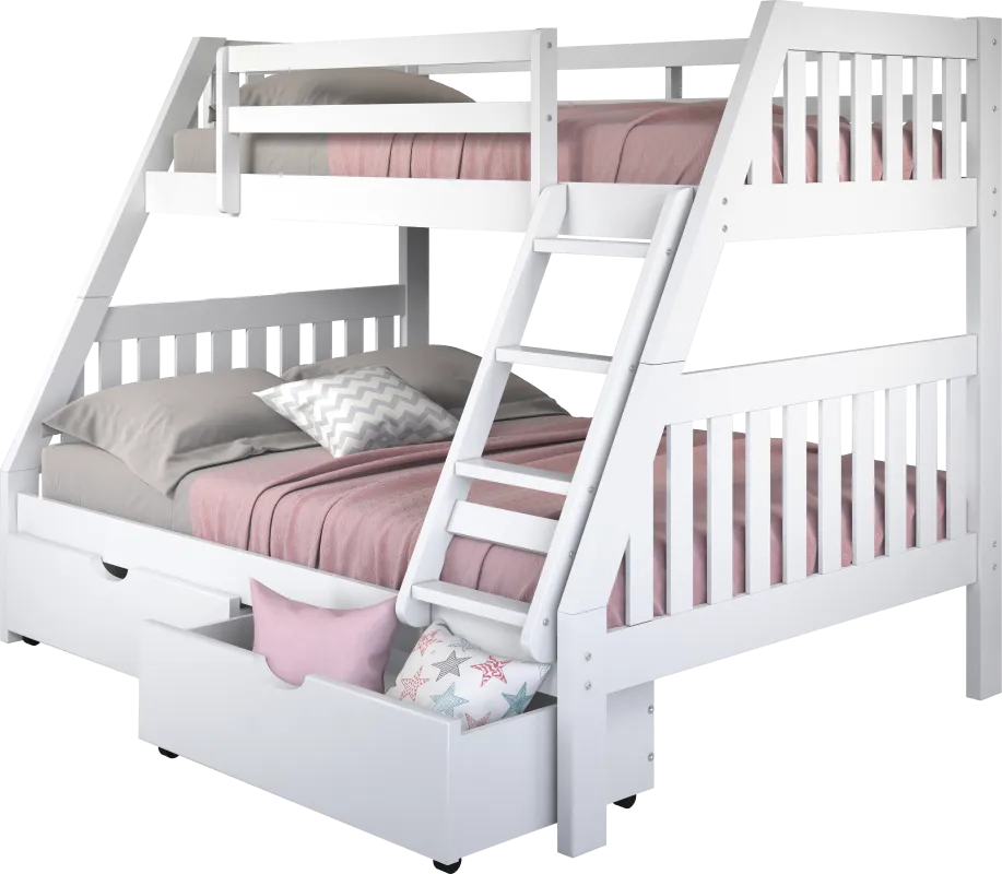 Kids Matej III White Twin/Full Bunk Bed with Drawers