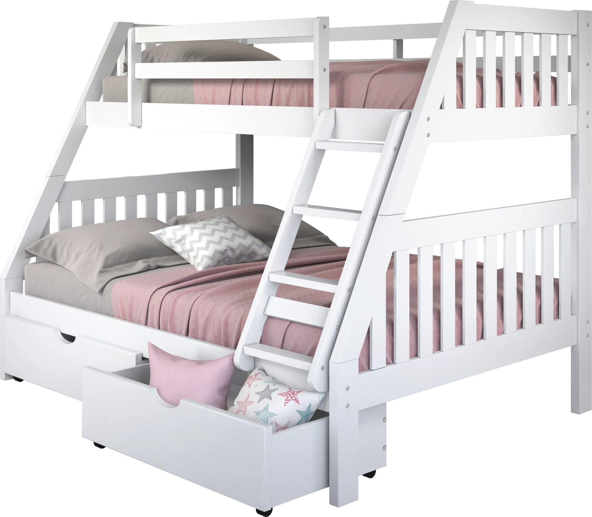 Kids Matej III White Twin/Full Bunk Bed with Drawers - Image 1