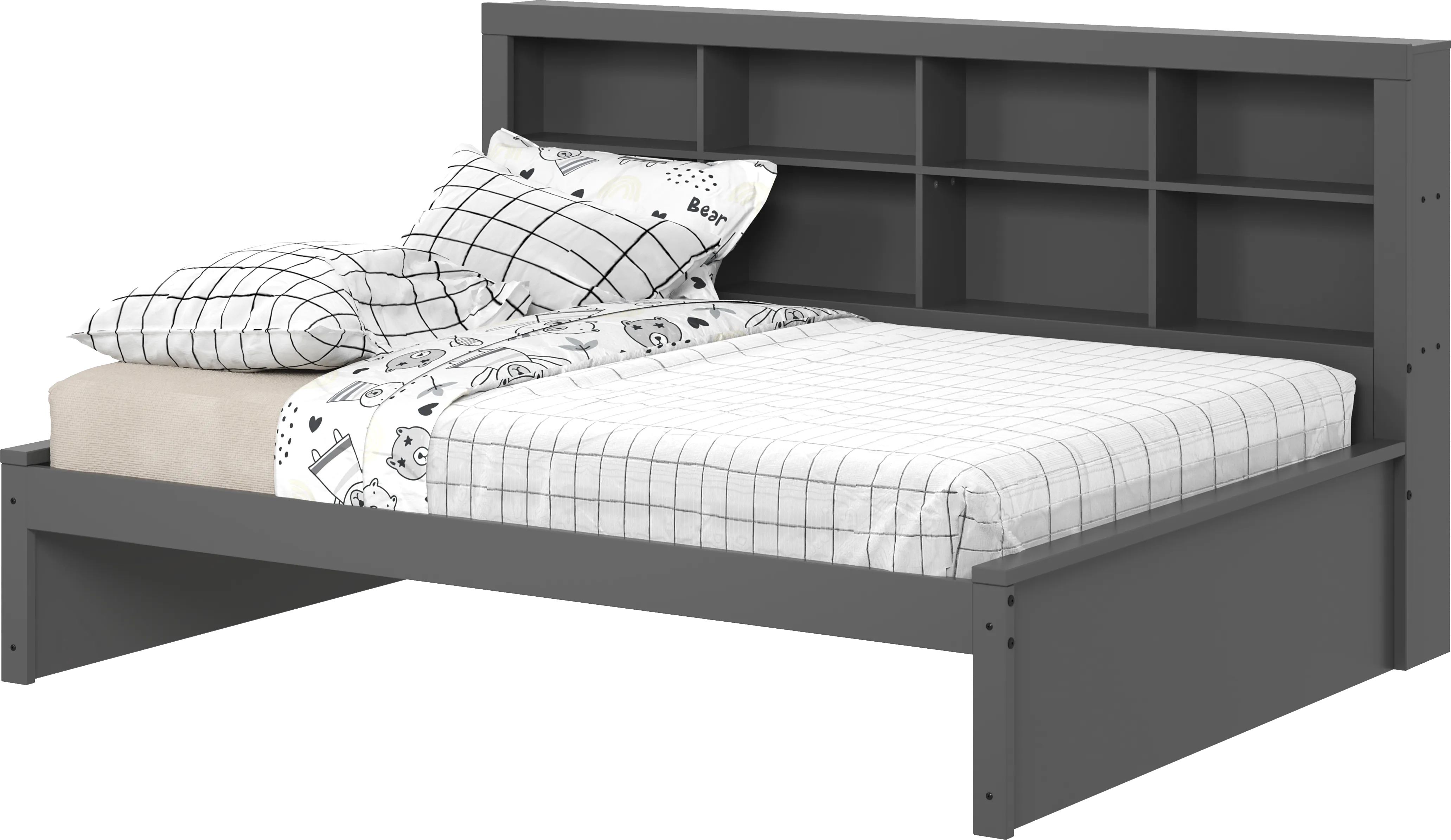 Kids Biserka I Dark Gray Full Day Bed with Bookcase - Thumbnail - Image 1