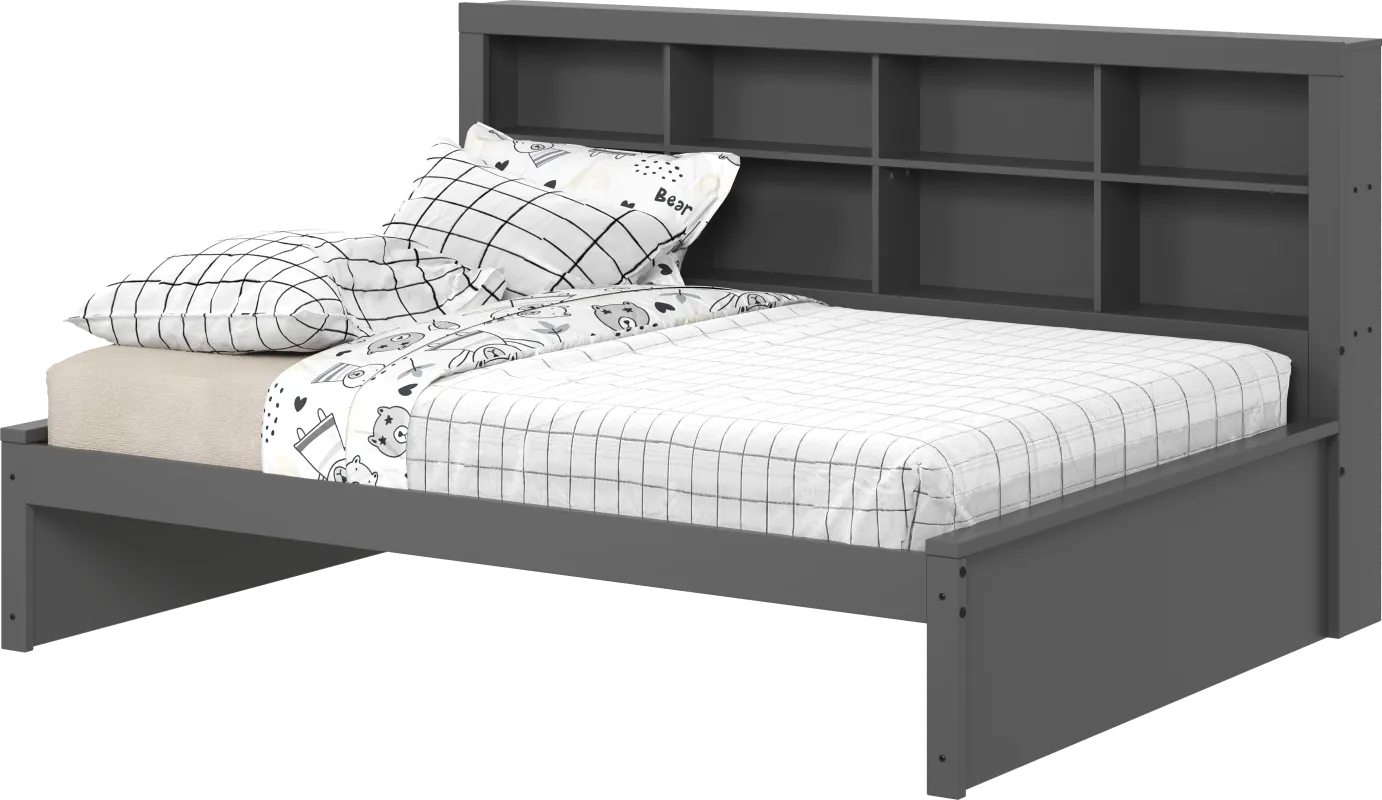 Kids Biserka I Dark Gray Full Day Bed with Bookcase