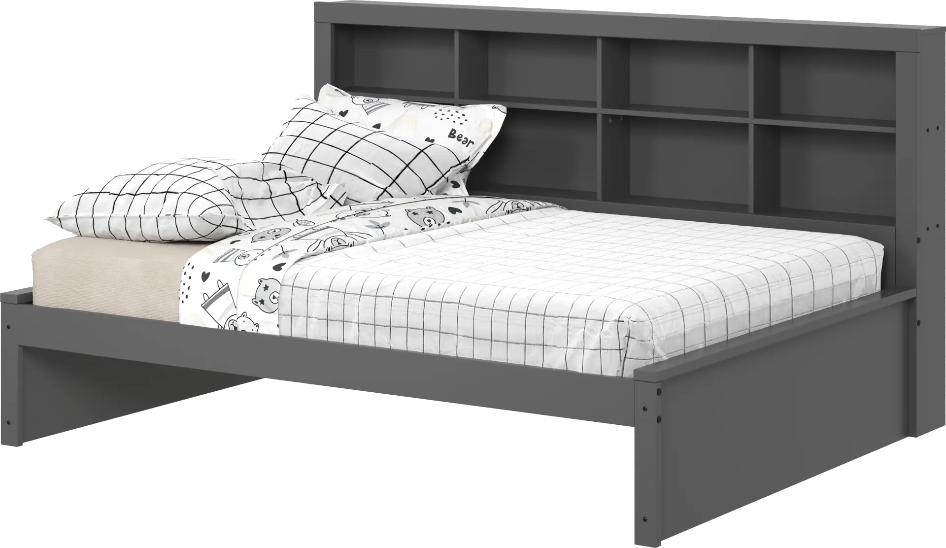 Kids Biserka I Dark Gray Full Day Bed with Bookcase