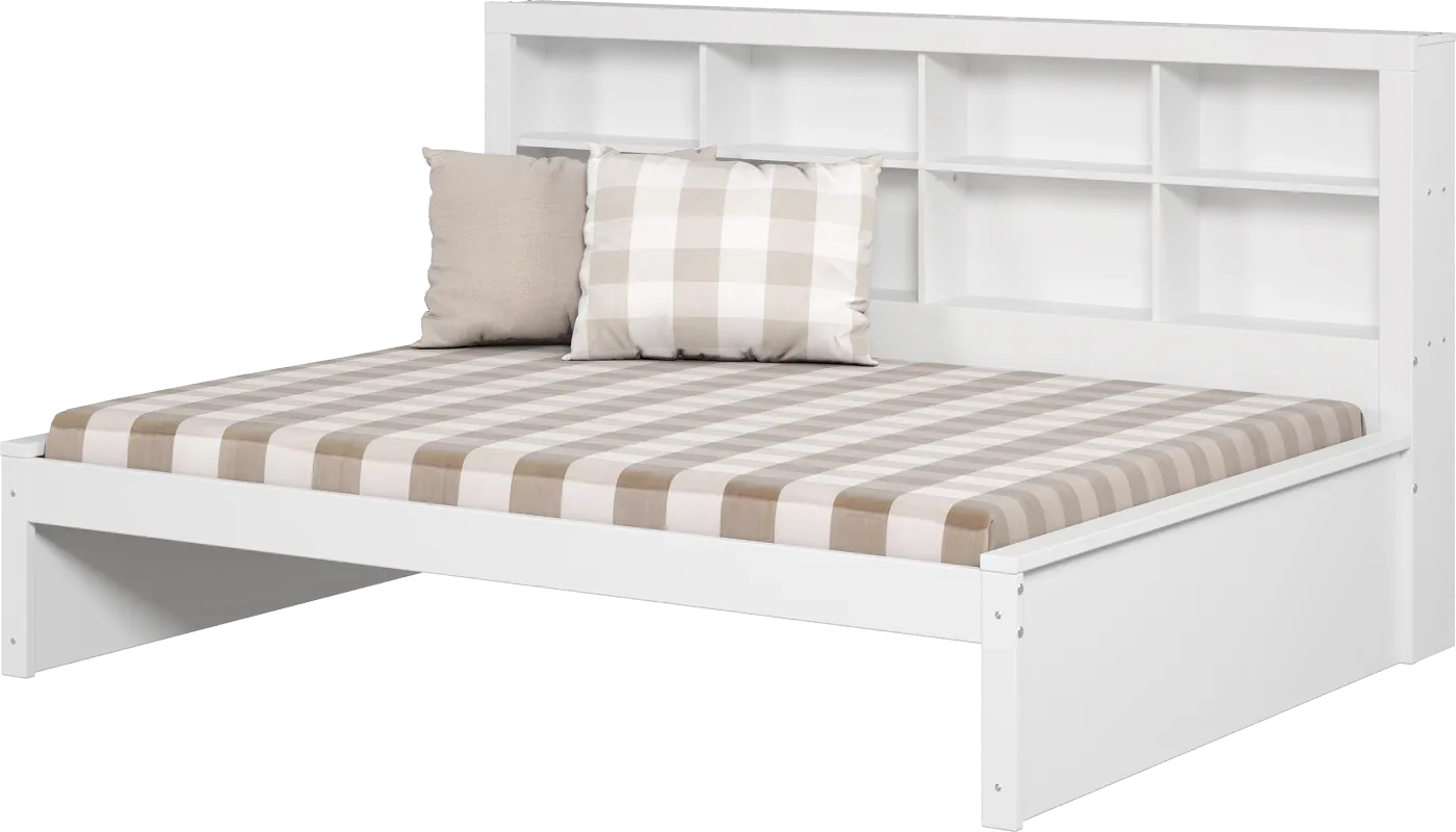 Kids Biserka I White Full Day Bed with Bookcase