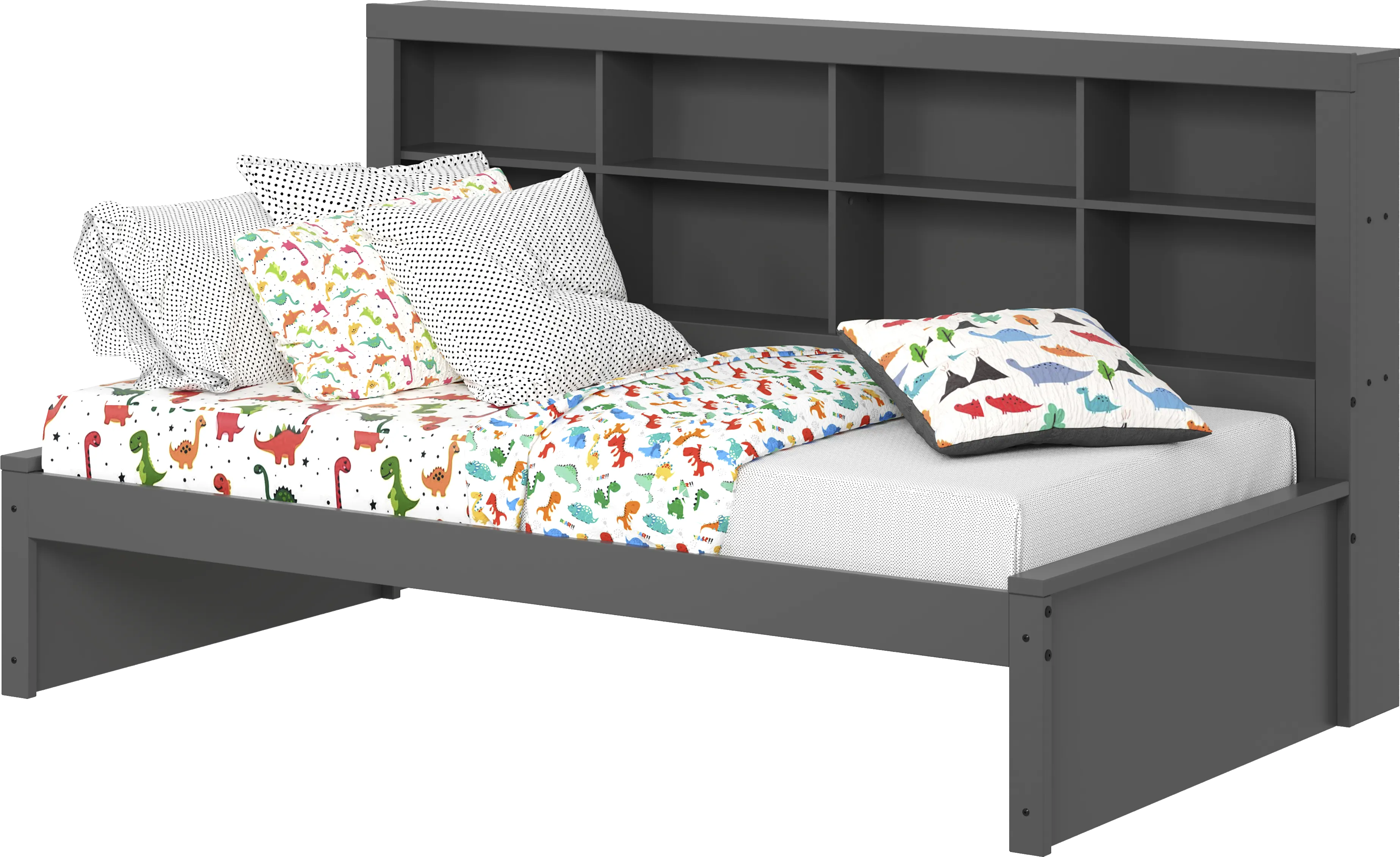 Kids Biserka I Dark Gray Twin Day Bed with Bookcase - Thumbnail - Image 1