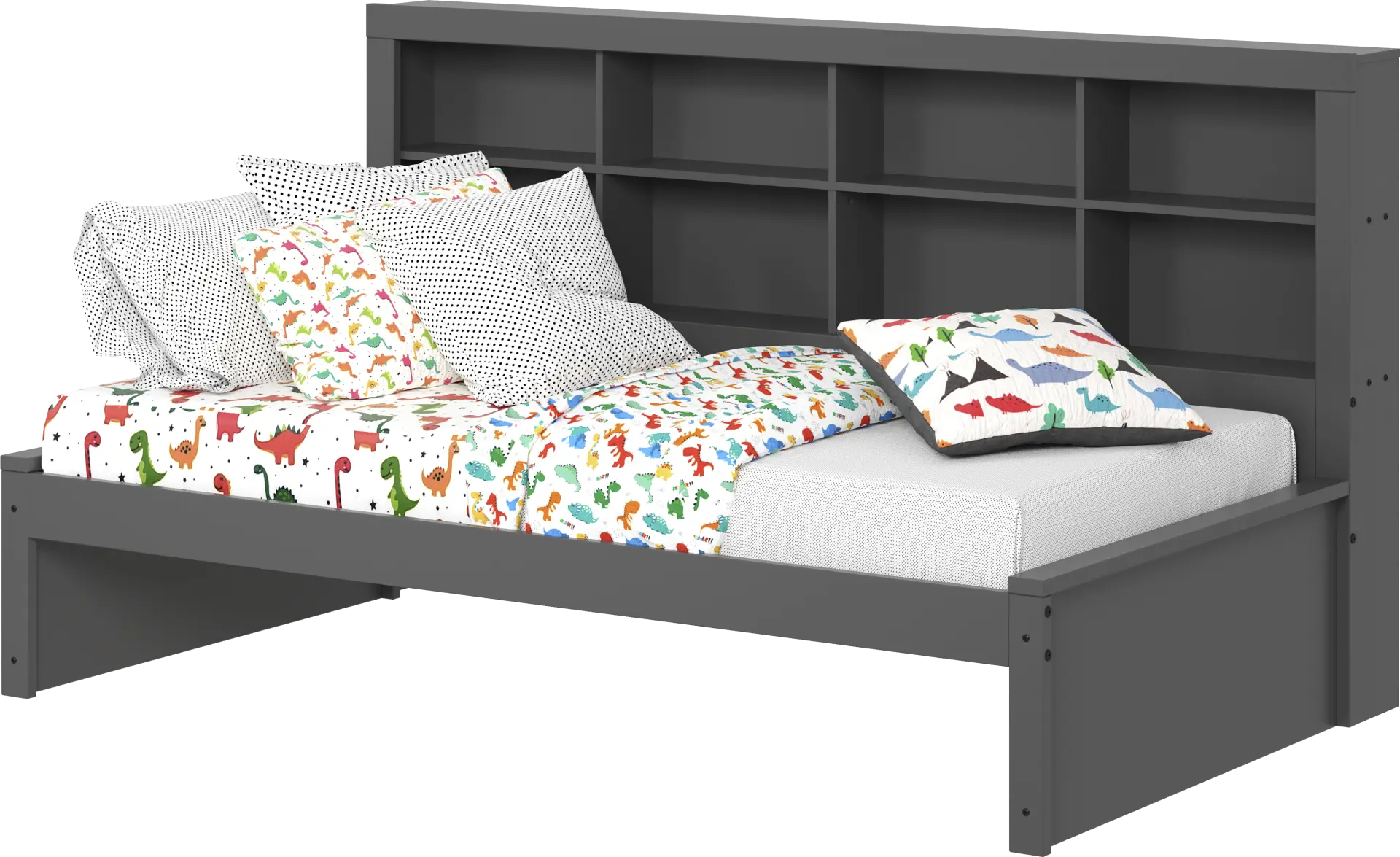 Kids Biserka I Dark Gray Twin Day Bed with Bookcase
