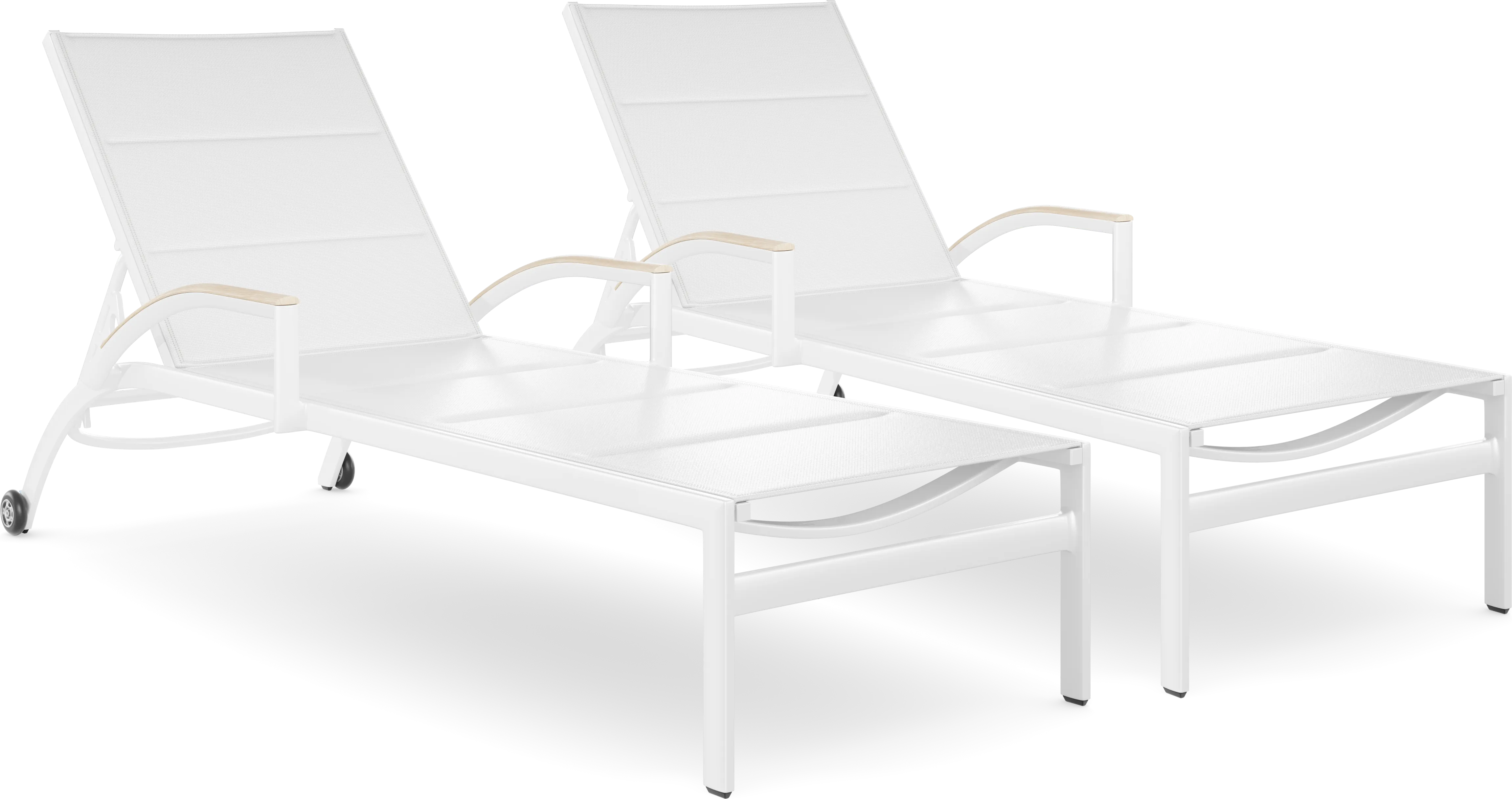 Solana White Outdoor Chaises, Set of 2 - Thumbnail - Image 1