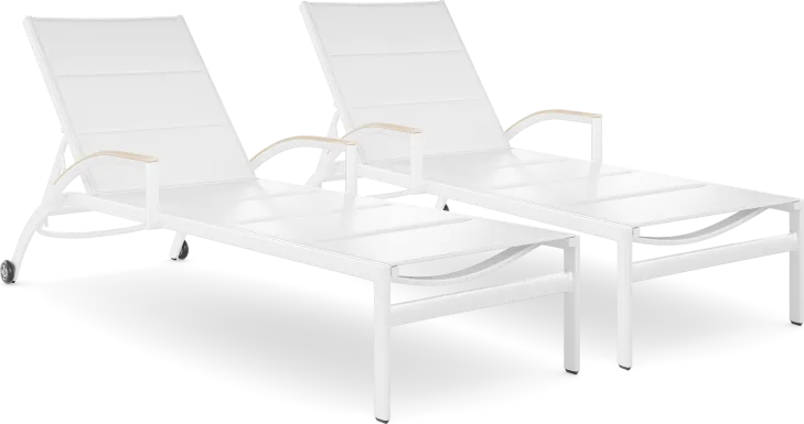 Solana White Outdoor Chaises, Set of 2