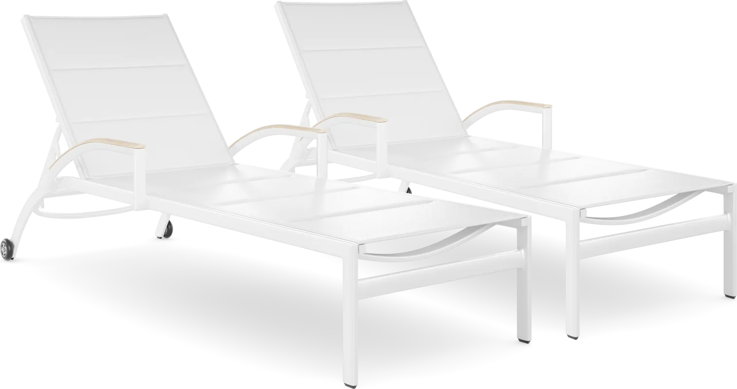 Solana White Outdoor Chaises, Set of 2
