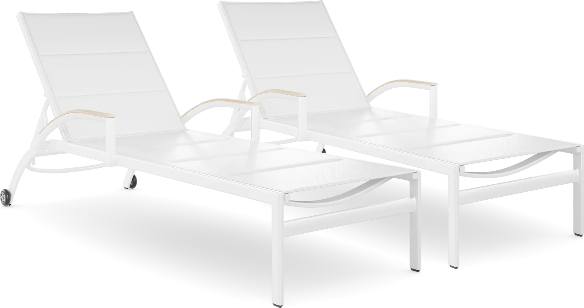 Solana White Outdoor Chaises, Set of 2