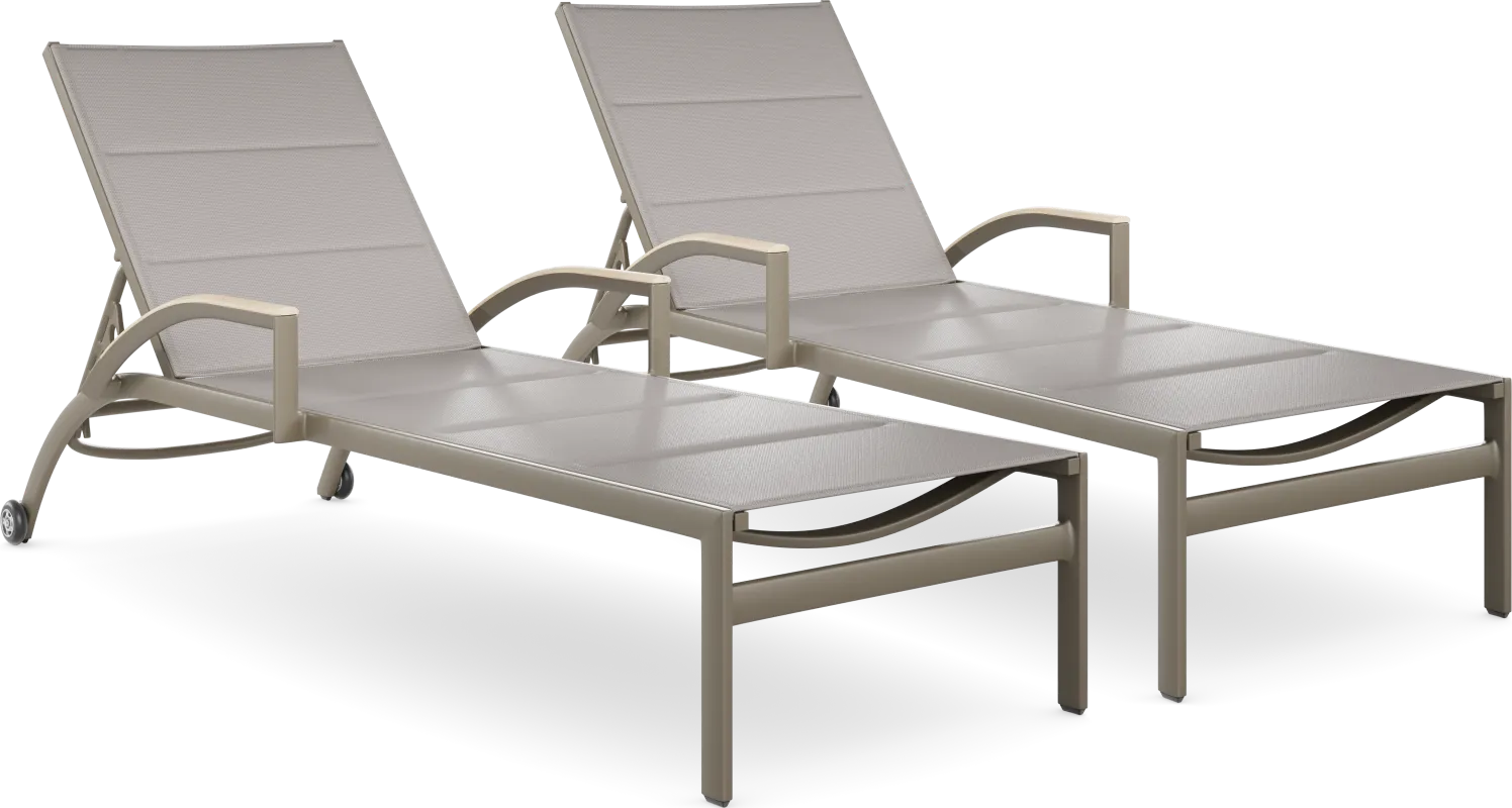 Solana Taupe Outdoor Chaises, Set of 2