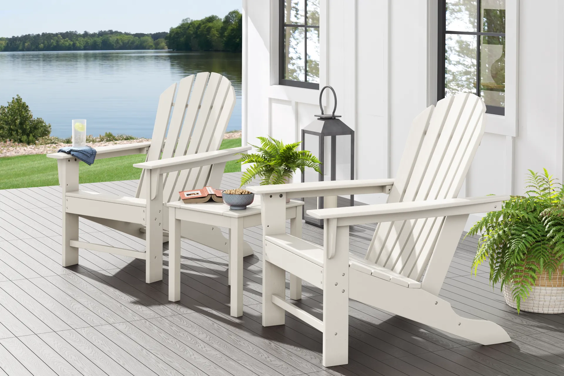 Addy White Outdoor Adirondack Chair, Set of 2 - Image 2