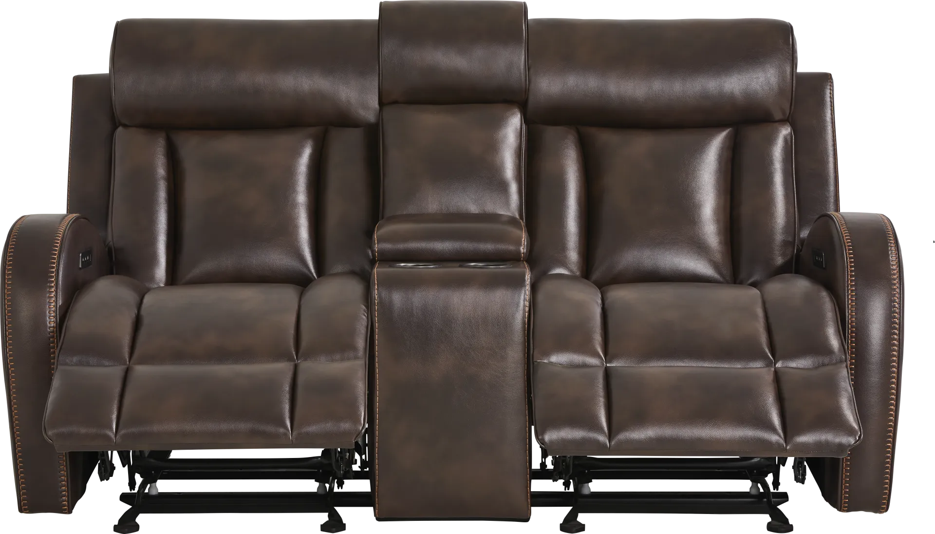 Copperfield Brown Dual Power Reclining Console Loveseat - Image 2