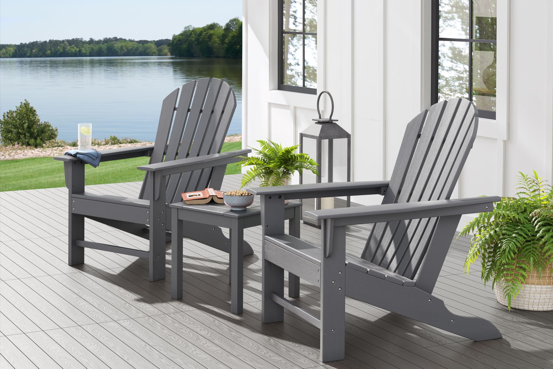 Addy Gray Outdoor Adirondack Chair, Set of 2 - Image 2