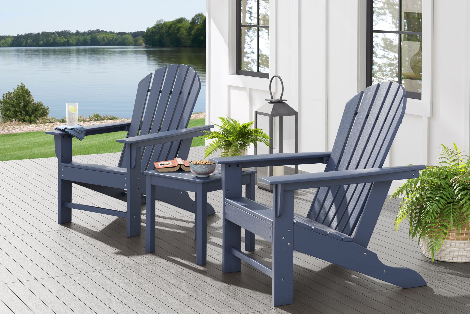 Addy Navy Outdoor Adirondack Chair, Set of 2 - Image 2