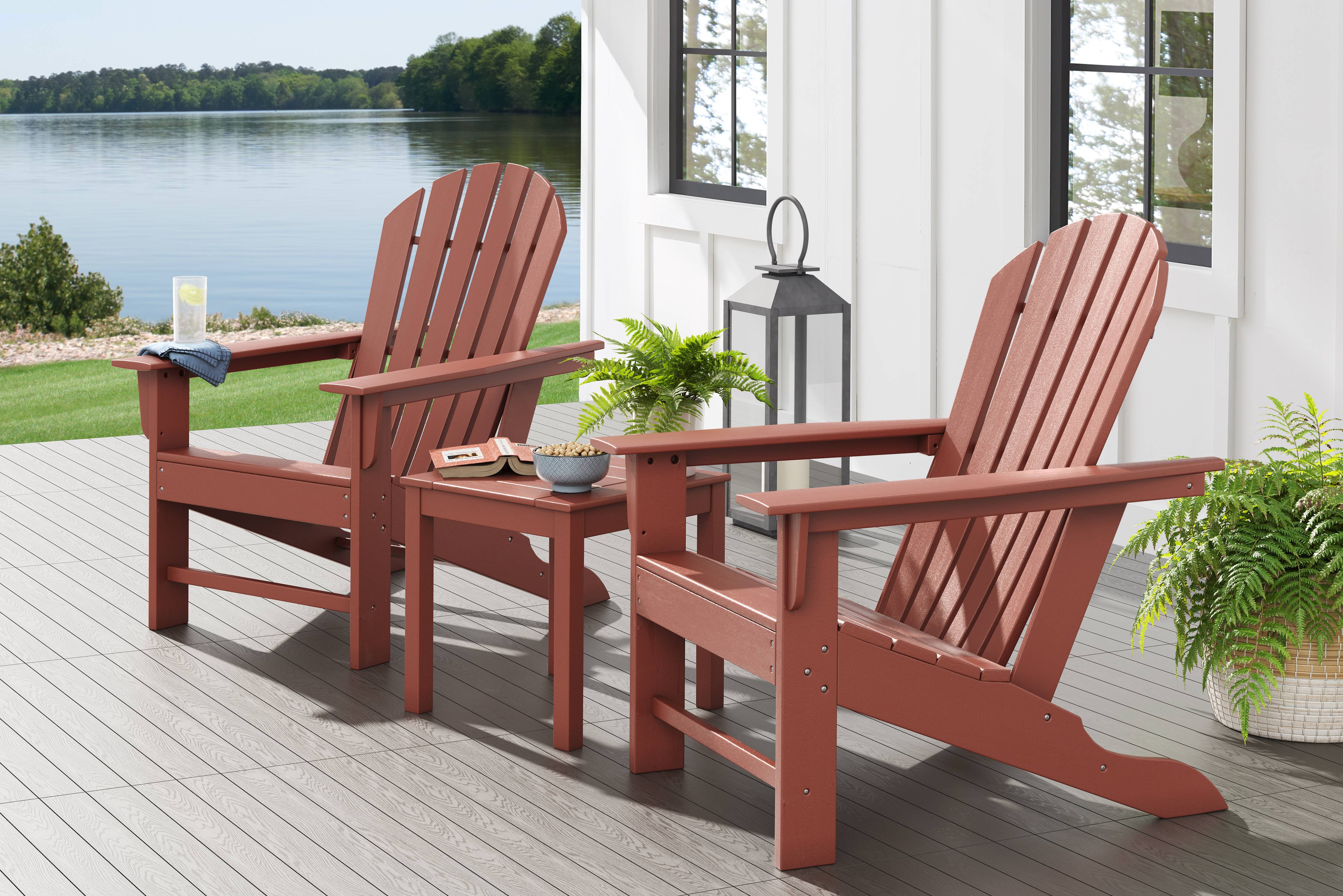 Addy Red Outdoor Adirondack Chair, Set of 2 - Thumbnail - Image 2
