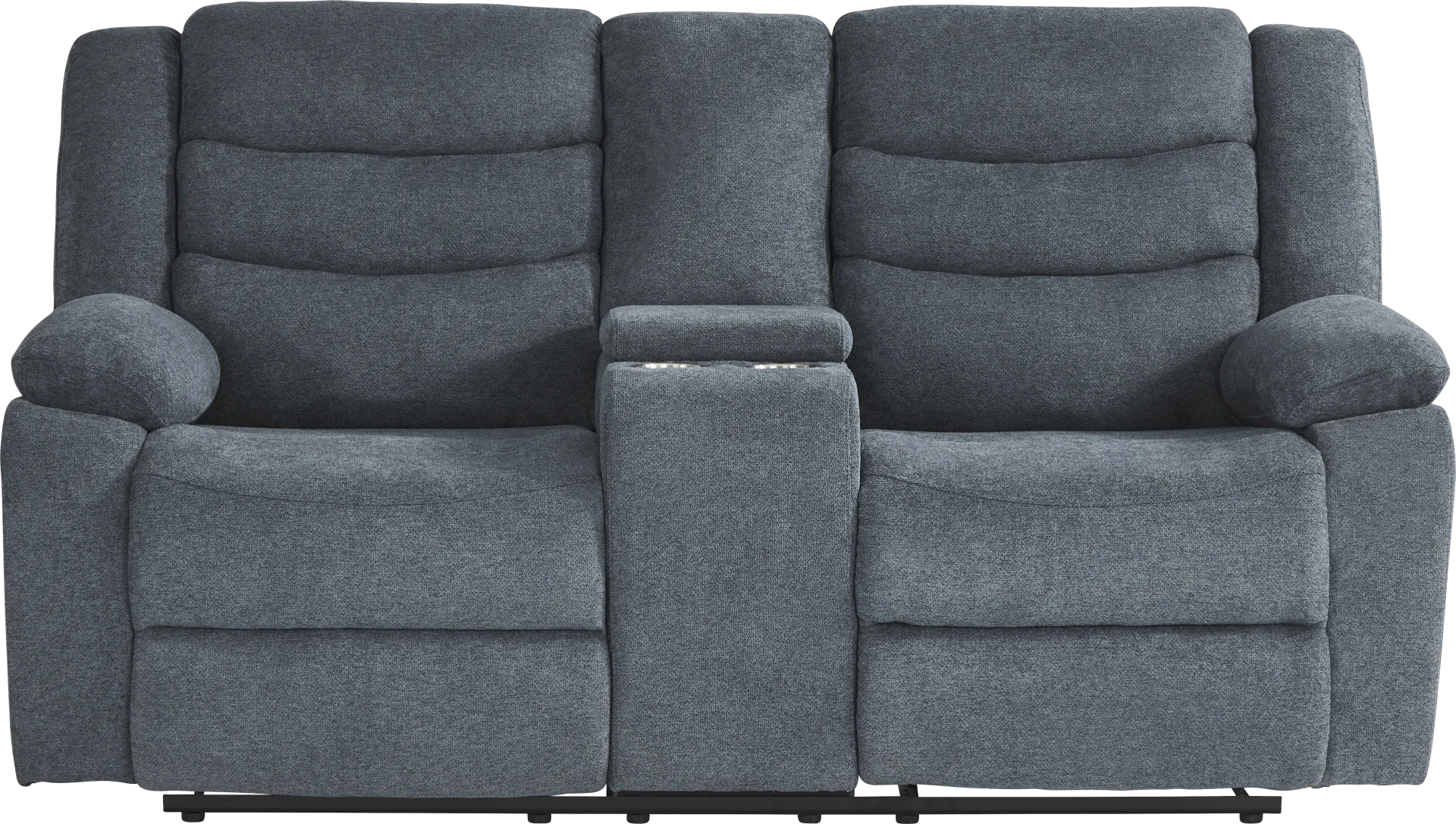 Swansea Blue Reclining Console Loveseat - Image 1