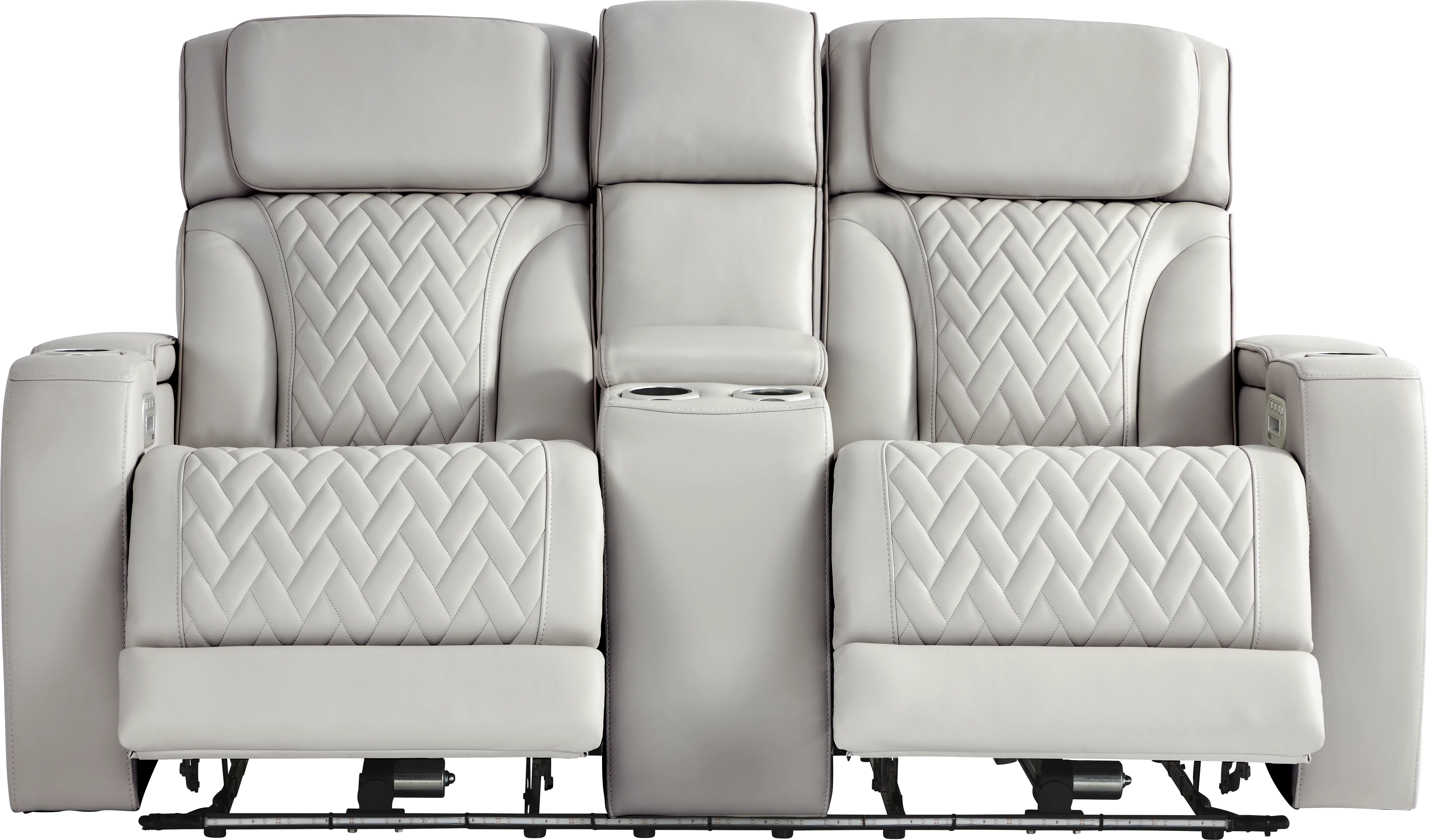 Port Royal Gray Leather 5 Pc Triple Power Reclining Living Room - Thumbnail - Image 9