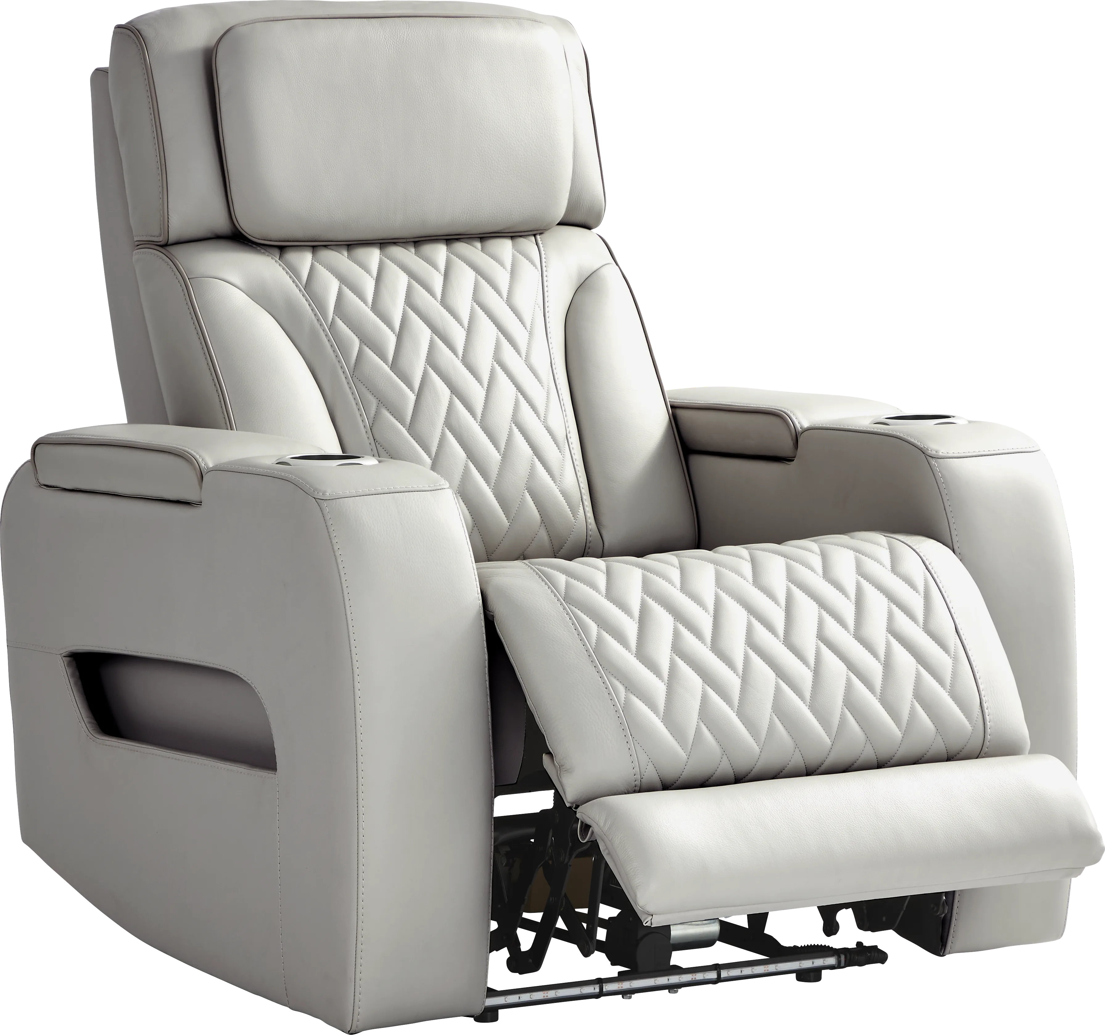 Port Royal Gray Leather Triple Power Recliner - Thumbnail - Image 1