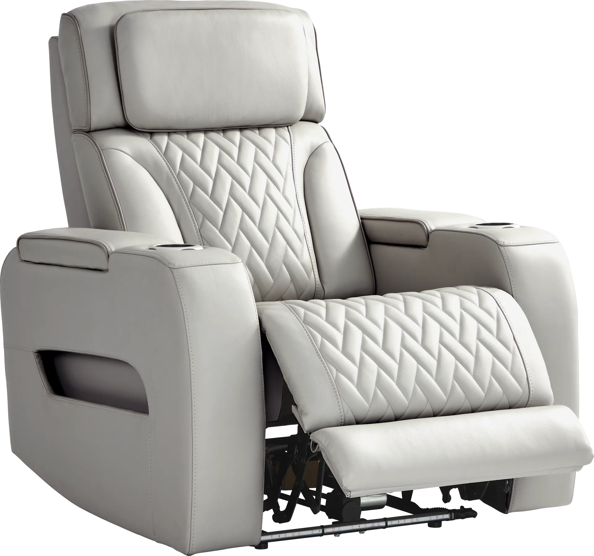 Port Royal Gray Leather Triple Power Recliner - Image 1