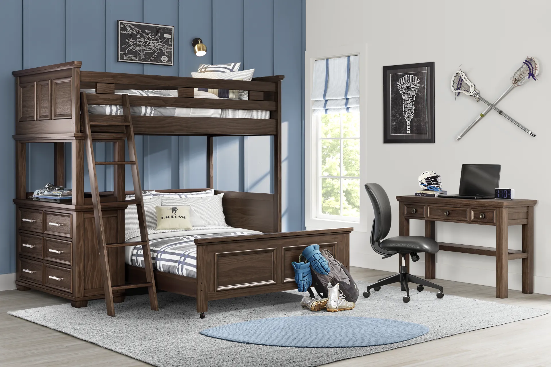 Kids Canyon Lake Java Twin/Full Loft with Dresser - Image 1