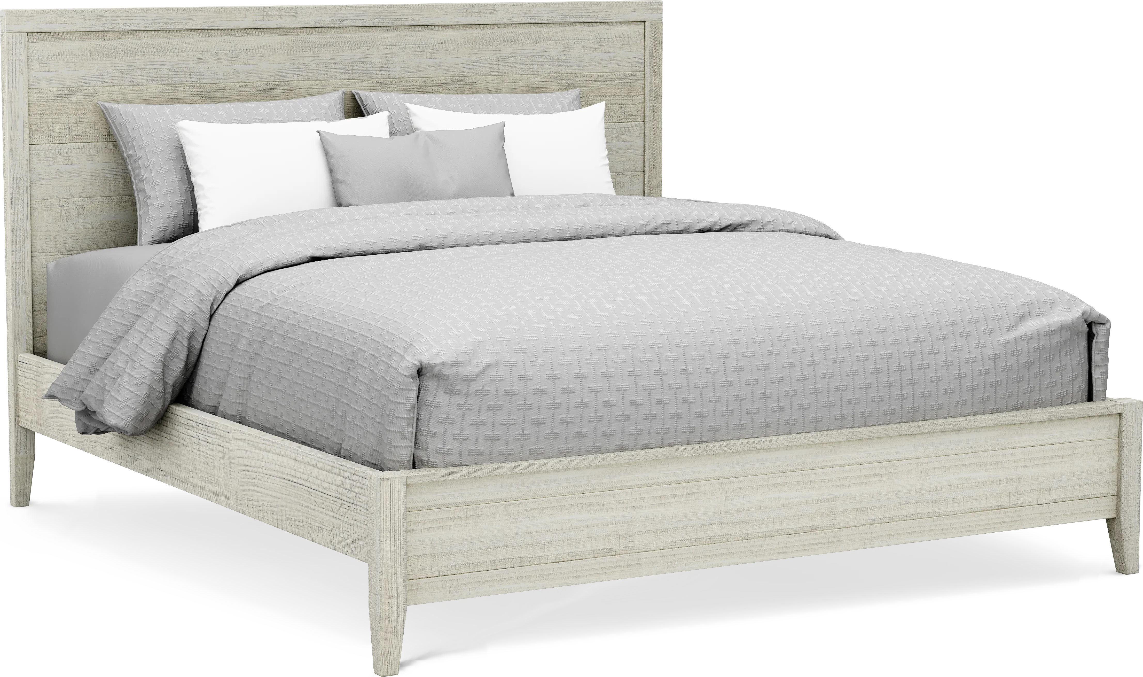 Palm Grove White 3 Pc King Panel Bed - Thumbnail - Image 1