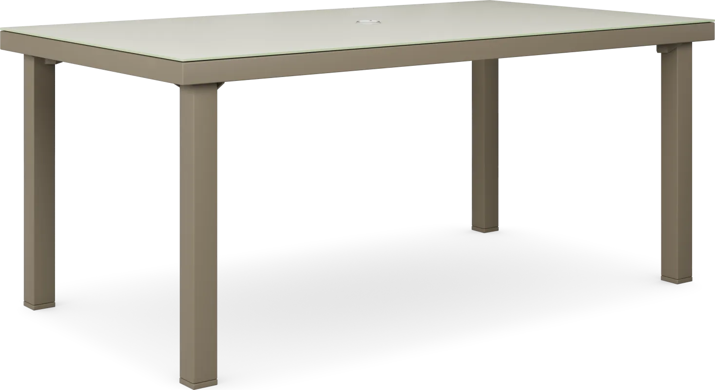 Solana Taupe 70 in. Glass Rectangle Outdoor Dining Table