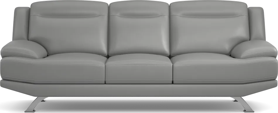 Zamora Gray Leather Sofa