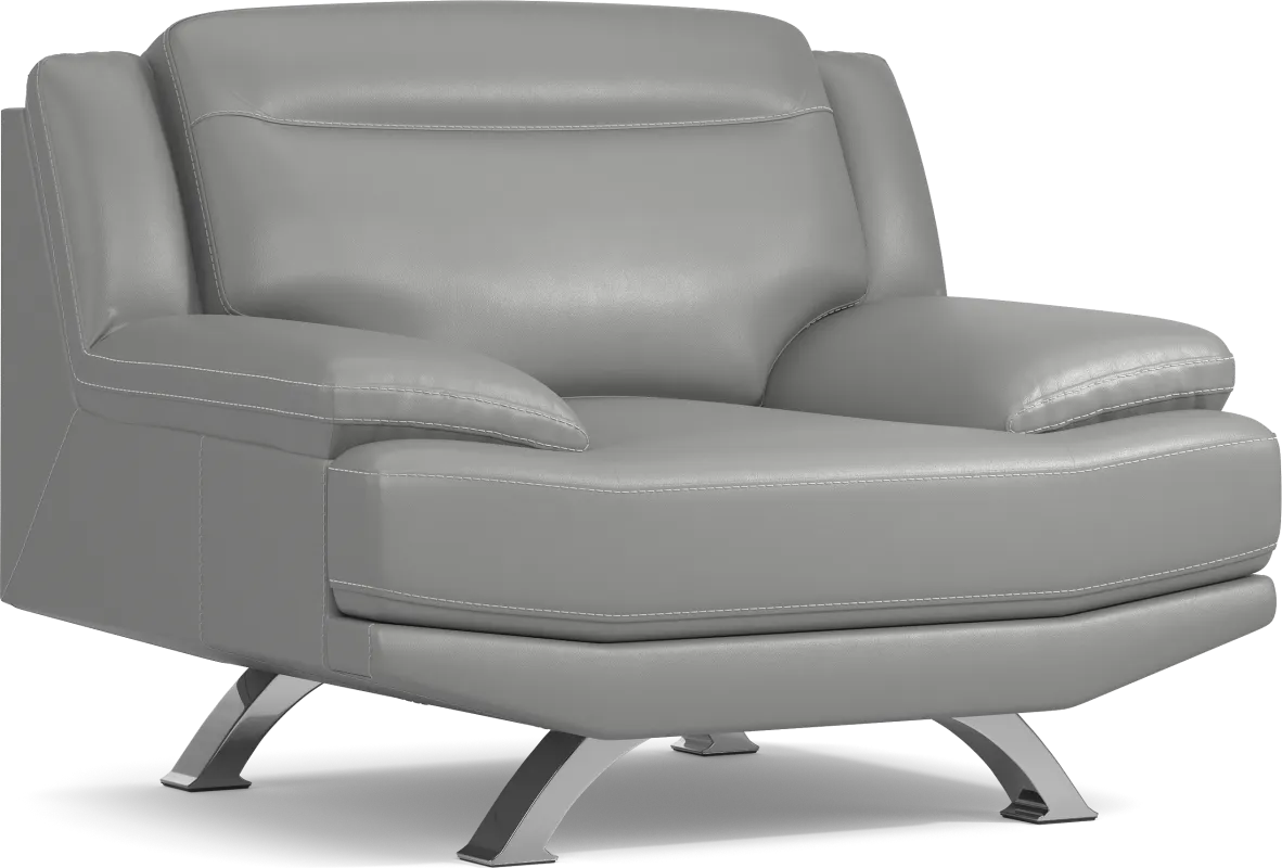 Zamora Gray Leather Chair