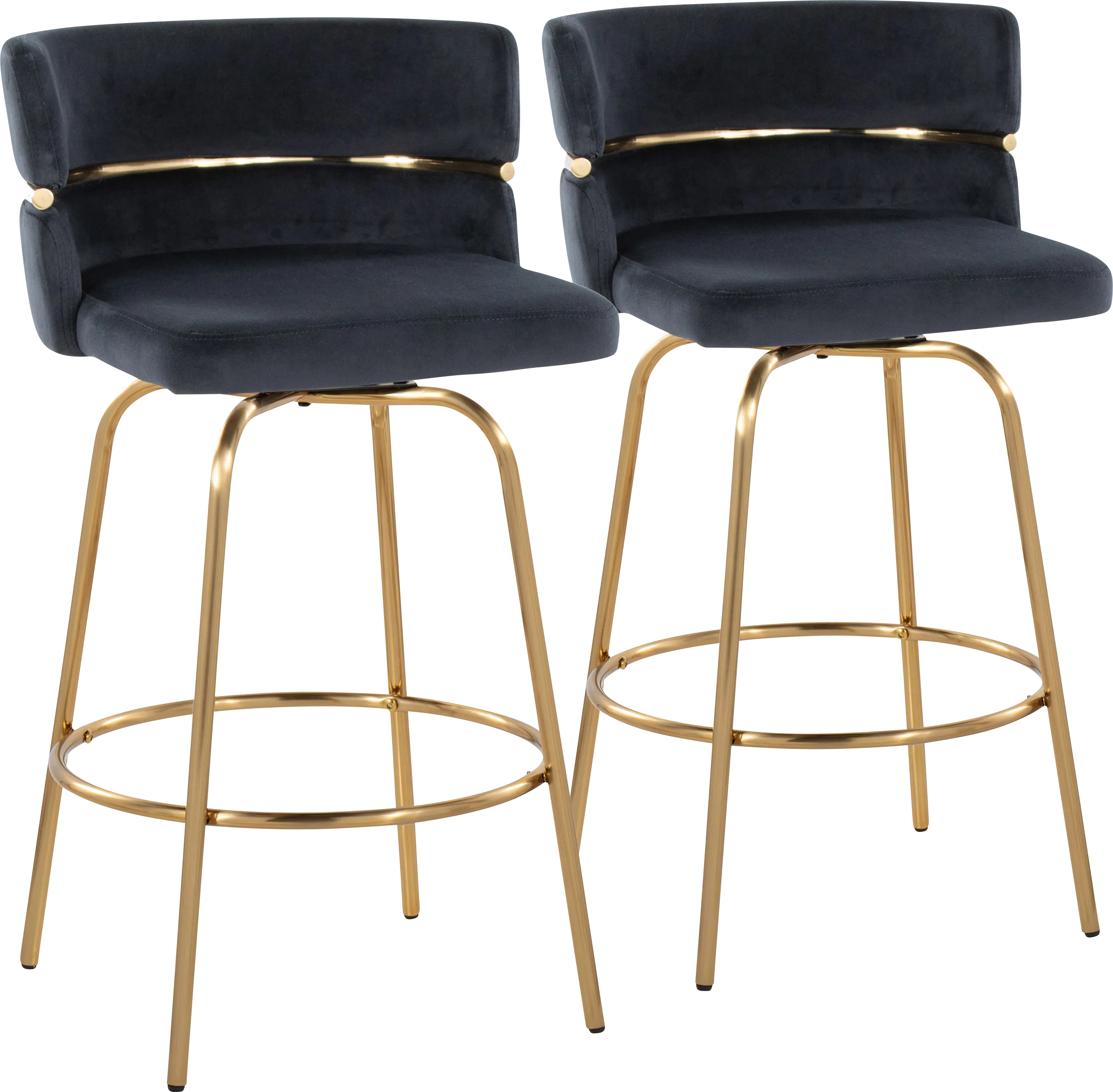 Percivale III Black Swivel Counter Height Stool, Set of 2 - Thumbnail - Image 1