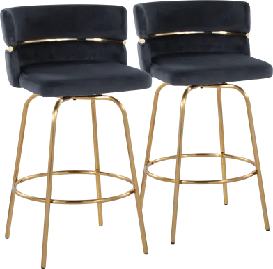 Percivale III Black Swivel Counter Height Stool, Set of 2