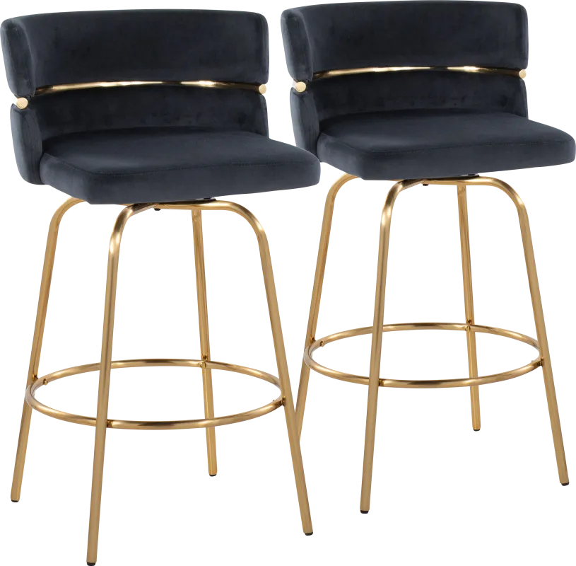 Percivale III Black Swivel Counter Height Stool, Set of 2
